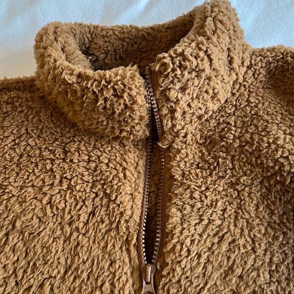 NWOT No Boundaries Brown Sherpa Quarter Zip Pullover Sweater L Teddy Cabincore - Picture 9 of 16